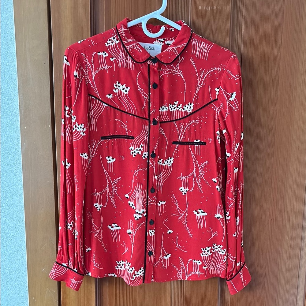 ba&sh Red Floral Blouse